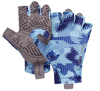 Seibertron S.P.S.G-1 UPF100+ Sun/UV Protection Touchscreen Adult & Youth Glove - color: 1/2 Finger Blue, size: XS Youth