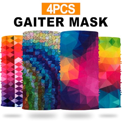 4Pack Neck Gaiter for Men Women Face Cover Mask Head Wrap Balaclava Headwear Bandana Headband Magic Scarf - color: A-fantasy