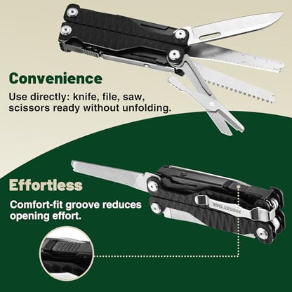 MOSSY OAK 17-in-1 Multitool Pliers CNC-Machined Steel G10 Handle | Includes nylon sheath and belt clip with anti-slip G10 handle for camping, hiking, hunting, survival, and EDC use - style: 17-in-1 with CNC Pliers & G10 Handle
