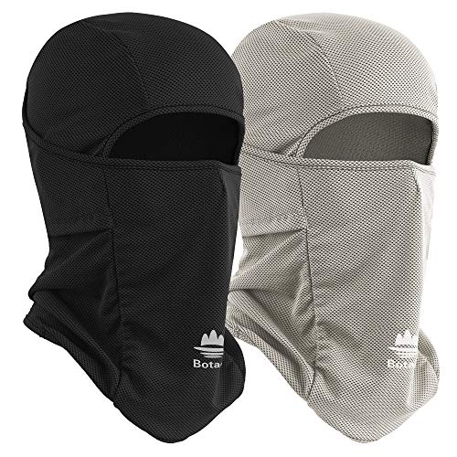 Balaclava Ski Mask, Sun UV Protection Breathable Full Head Face Mask for Men Women Skiing Cycling - color: 2 Packs - Grey + Black