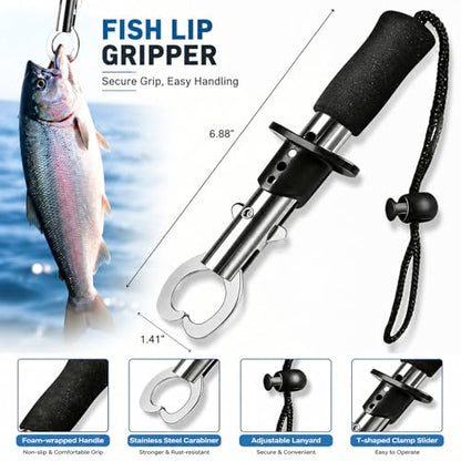 4 Layers Fishing Tackle Box with 547Pcs Fishing Lures Kit | Small Tool Set Included, Gripper, Hook Remover, Accessories, Perfect for Beginners