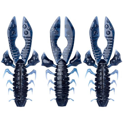 Crawfish Lure 5.5", Soft Plastic Crawdad Creature Bait with Rattles, Weedless Bass Fishing Lure, Realistic Fishing Lures for Freshwater & Saltwater, 3 Pack Red Green Blue - color: Blue