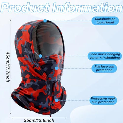 Patelai 6 Pcs Summer Balaclava UV Face Mask Sun Protection Cooling Hood Full Head Face Cover for Women Men Cycling Fishing - color: Camo