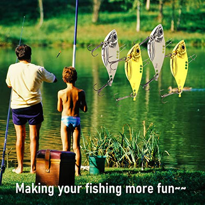 5PCS/10PCS Fishing Lures, Metal VIB Hard Blade Baits, Spinner Spoon Metal Fishing Spoon Crankbaits Swimbaits for Trout Walleye Crappie - color: A-10PCS