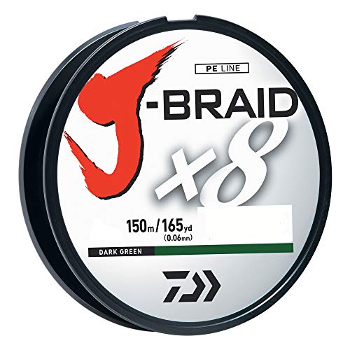 Daiwa J-Braid 150M 8-Strand Woven Round Braid Line - color: DARK GREEN, size: 30 lb