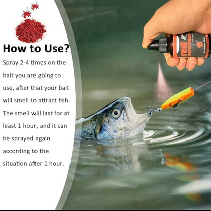 Red Worm Liquid Attractant, Non-Messy Design, 60ml, Fishing Lure Spray, Concentrated Angling Bait, Quick Action, for Catfish Carp Trout Cod Freshwater River Reservoir Outdoor