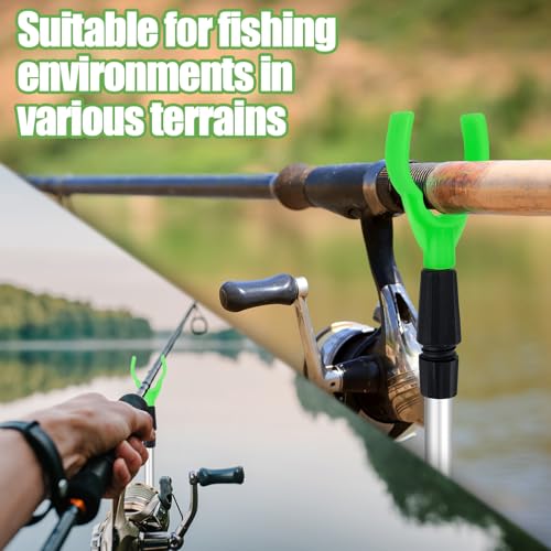 6 Packs Extendable Fishing Rod Holder for Ground Rack, Adjustable Fishing Pole Holders Spike Stand with 12 Alarm Bells Telescopic for Bank Sand Beach