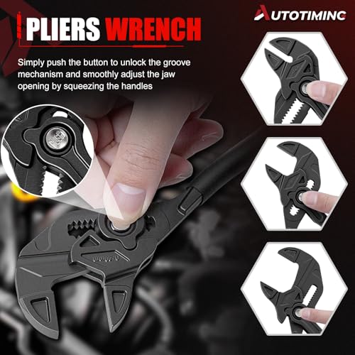7-Inch Adjustable Plier Wrench Premium CR-V Parallel Pliers Parallel Jaw Pliers with Comfortable Grips Groove Lock Mechanism Black Finish - color: Black-7