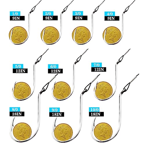 Circle Hooks Rigs,Steel Catfish Hook Rig,Octopus Fishing Hook with Leader,Fishing Circle Hook Wire for Saltwater Freshwater - size: 1/0-28pcs