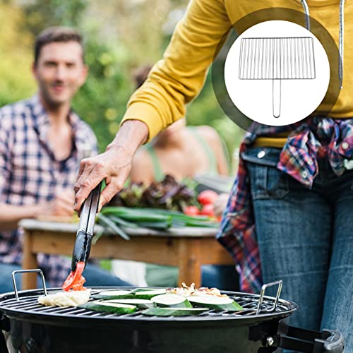 Yardwe Portable Stainless Steel Fish Grill Basket 16.33 Inch Outdoor Cooking Tool with Handle for Camping Bbq Grilling Meat Vegetables - color: Silver