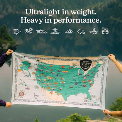 Nomadix Ultralight Towel - Quick Dry & Super Lightweight - Perfect As A Pack Towel to Save On Space - Made with Recycled Materials - National Parks and Monuments Map - 30x54 - color: National Parks and Monuments Map