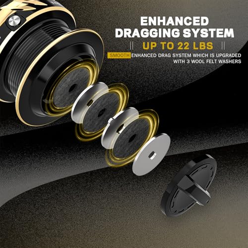 Ashconfish Spinning Fishing Reel, Graphite Body, 7+1 Stainless Steel BB, 5.0:1 Gear Ratio, Lightweight Spinning Reel for Freshwater Saltwater Fishing, Come with 109 yds Braided Line - size: AF4000B