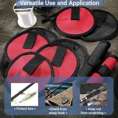 10 Pcs Fishing Lure Wraps - Hook & Lure Protectors Covers for Safe Bait Storage - Rod Covers, Bait Shield with Hook and Loop Fastener - Fishing Accessories