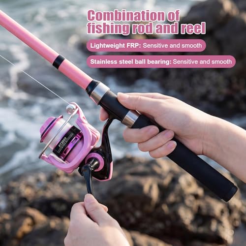 Fishing Rod and Reel Combo,2 Pcs 2.1M Telescoping Fishing Rod with Carrier Bag,Spinning Reels,2 Lines,Lures Baits,Suitable for Beginners Fishing Gifts for Men Women Saltwater Freshwater