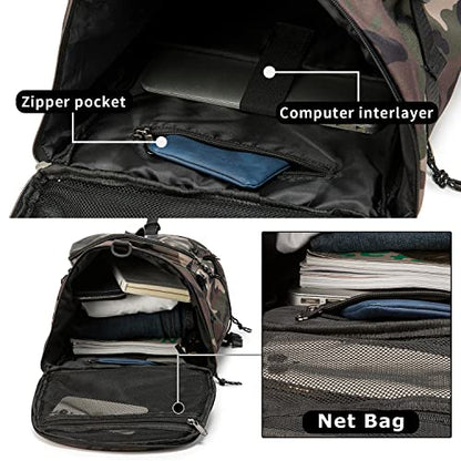 Outdoor Waterproof Backpack Hiking, Fishing, Camping Large Capacity Multifunctional Laptop Backpack, Suitable for Both Men and Women (Camouflage)… - color: Camouflage