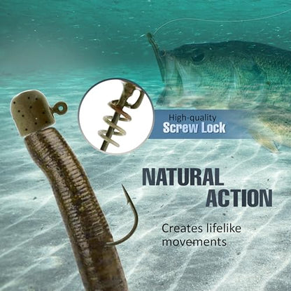 Reaction Tackle Tungsten ScrewLock Ned Rig Jig Heads, Weedless Finesse Jig Heads for Bass, Walleye, and Panfish, Spinning Rod Setups (5-Pack) - color: Black, size: 1/8 Oz
