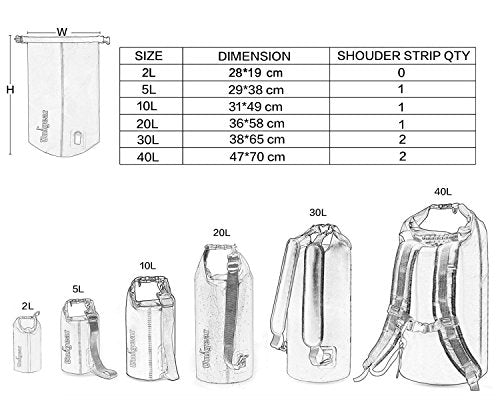 Unigear Dry Bag Waterproof, 2L/5L/10L/20L/30L/40L Floating and Lightweight Bags for Kayaking, Boating, Fishing, Swimming and Camping with Waterproof Phone Case - color: Yellow, size: 5L