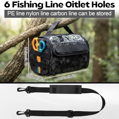 2 Pcs Fishing Line Storage Bag Tangle-free Line Management Bag for Father Gifts Clear View Window Water Resistant Removable Divider Leader Lines Holder Fishing Spool Organization - color: Camouflage Black
