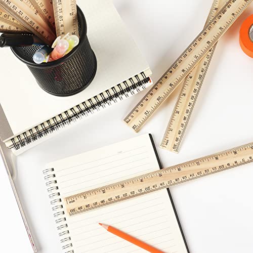 ZZTX 3 Pack Wooden Ruler 12 Inch（30 cm) | 2-in-1 scale design, Durable material, Double level design - color: 3 Pack, 12 Inch