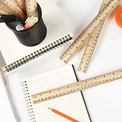 ZZTX 3 Pack Wooden Ruler 12 Inch（30 cm) | 2-in-1 scale design, Durable material, Double level design - color: 3 Pack, 12 Inch