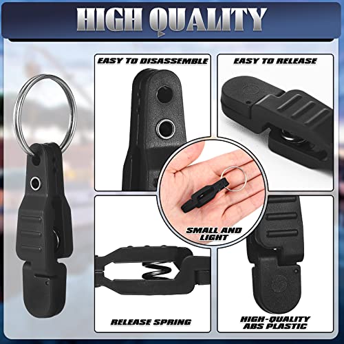 Honoson 20 Pieces Heavy Tension Snap Release Clips Padded Trolling Clips with Key Ring for Weight Planer Board Offshore Kites Downrigger Fishing - color: Black