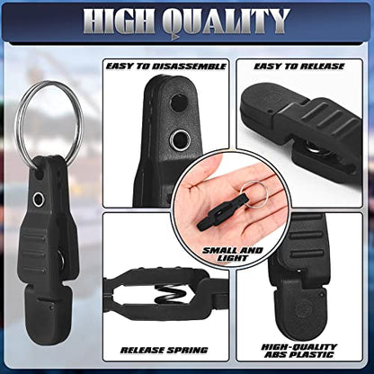 Honoson 20 Pieces Heavy Tension Snap Release Clips Padded Trolling Clips with Key Ring for Weight Planer Board Offshore Kites Downrigger Fishing - color: Black