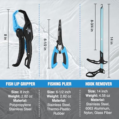 Mossy Oak Fishing Tools Kit- Fishing Plier, Fish Lip Gripper, Multifunctional Fishing Hook Remover with Lanyards Sheath, Saltwater Resistant Fishing Accessories & Equipment, Fishing Gifts for Men - style: 3pc fishing tool kit
