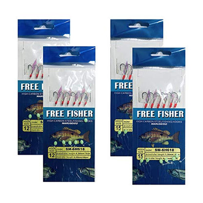 22 Packs Bait Rigs Set, Fishing Bait Rigs,Fishing Rigs with Sharp Hooks,Soft Shrimp Lure Surf Fishing Rigs Fish Skin Feather Hooks for Freshwater
