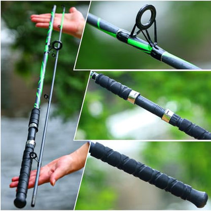 Sougayilang Spinning Rods, Strong Carbon&Glass Composite Fishing Pole with Stainless Steel Line Guides for Catfish- 7'0" - color: Green