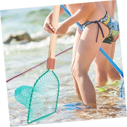 Totority Wood Handle Fishing Net 30cm Large Mesh Landing Net Portable Wear-Resistant Handheld Fishing Basket for Freshwater Fish Catching