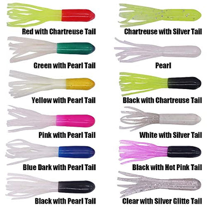 Crappie Jigs Kit with Tube Baits, 120pcs Soft Plastic Crappie Lures (12 Colors) & 10 Jig Heads for Panfish & Trout Fishing - color: Classic Crappie Tube Kit 130-Piece