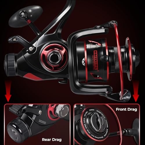 KastKing Sharky Baitfeeder III Spinning Reel 10+1 Shielded Stainless Steel BB - Carbon Fiber Drag for Live Liner Bait Fishing Action - style: 2000