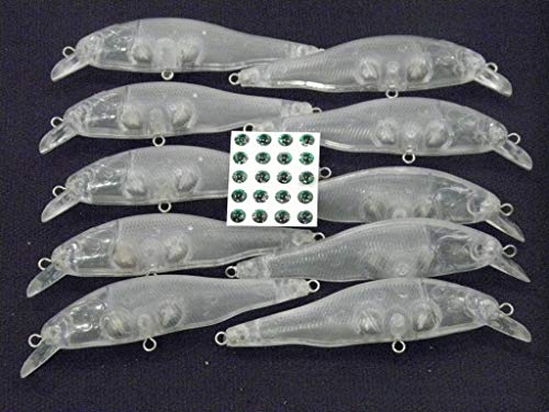 10 Blank Unpainted Minnow Crankbait Topwater Lipless Jerkbait Fishing Lures V3 - color: UPM597P10