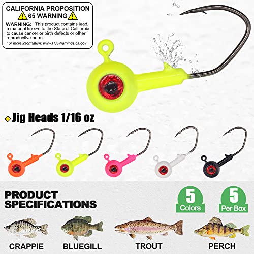 Crappie-Baits- Plastics-Jig-Heads-Kit-Minnow-Fishing-Lures-for Crappie-Panfish-Bluegill-20Piece Kit - 15 Bodies- 5 Crappie Jig Heads - color: #03 Pumpkin PP.Shad