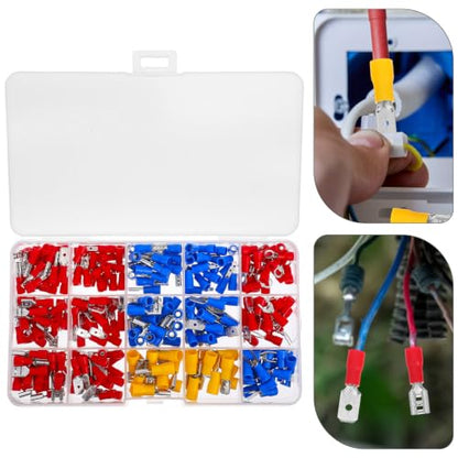 MAGICLULU 280pcs Spade Terminal Kit with 15 Assorted Wire Connectors for Wiring Projects, Dependable Connections and Exceptional Durability, Iron and Plastic Materials, for Professional