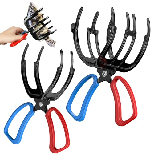 Pawfly 2 Pcs Fish Grippers, Non-Slip 2 or 3 Claw Fishing Pliers, Metal & ABS Plastic, Multifunctional Fish Control Clamps - size: 2+3 Claw