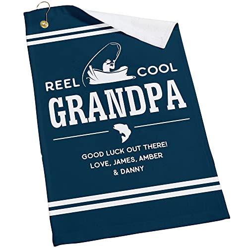 Personalization Universe Reel Cool Custom Fishing Towel - Ideal for Anglers, Embroidered Fish Design, Perfect Addition to Fishing Gear
