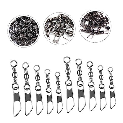 50Pcs Fishing Swivels Snap Connectors 6# 8# 10# 12# 14# Assorted Sizes Durable Fishing Tackle for Freshwater Fishing Fish Line and Lure Connectors