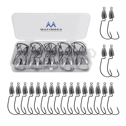 MAFIMOEA Bullet Jig Heads Weighted Texas Rig Hooks Swimbait Hooks Bass Crappie Walleye Trout Fishing Weedless Swimbait Jig Heads Saltwater Freshwater - size: 10g-20pcs