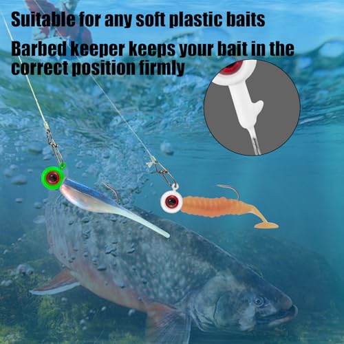 Alwonder 50-Pack Crappie Jigs Ice Fishing jig Heads Hooks with 3D Eyes, Eye-Catching Vivid Crappie Panfish Lures Bass Trout Fishing Jig Head, 1/32oz 1/16oz 1/8oz Jigs Heads Freshwater - size: 1/8oz