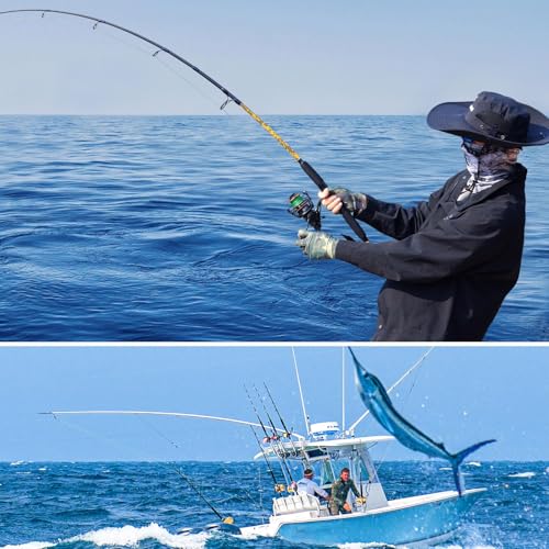 Sougayilang Spinning Rod Combo - MH Action Fishing Pole with Bait Feeder Reel for Catfish, Salmon, Steelhead Freshwater Saltwater Fishing- 7'0"/7'6" - size: 7'0"