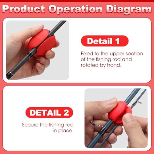 30 Pieces Silicone Fishing Rod Holder Straps Portable Fishing Rod Fixed Ball Rubber 5 Hole Lightweight Tackle Ball for Fish Enthusiasts Portable Fixed Straps Rubber - color: Red