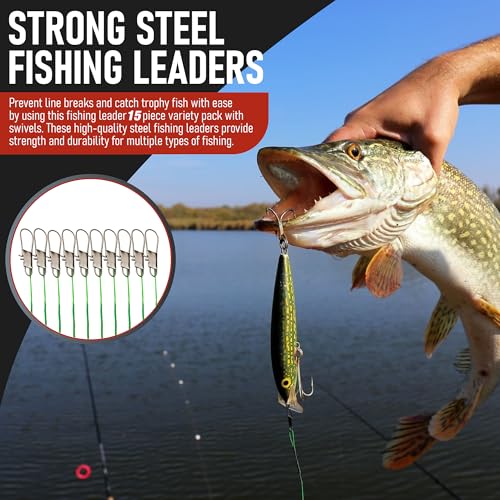 Fishing Leaders with Swivels - Carp - Pike - Catfish - Muskie - Walleye - Bass - Mackerel - Snapper