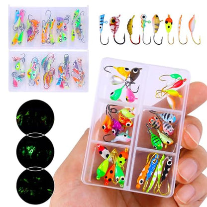 Ice Fishing Jigs Kit Essential Ice Fishing Lures for Beginners to Hook Big Fish and Reel in The Fun! - color: B30Pcs