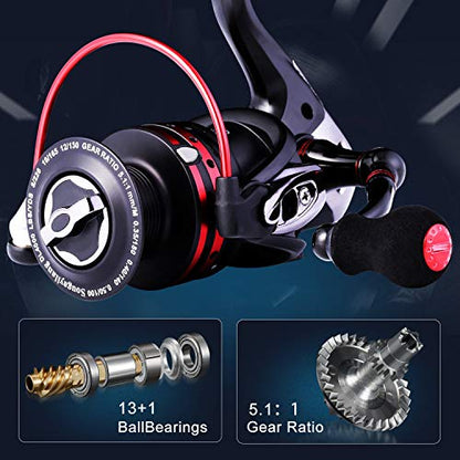 Sougayilang Fishing Reels Powerful 13+1BB Spinning Reels Ultra Smooth Reel for Saltwater or Freshwater - size: 4000