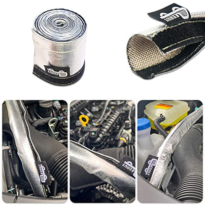 2 Pcs Heat Shroud Sleeve Aluminized Sleeving with Hook&Loop Closure 3/4" I.D.x 10FT with 20PCS Stainless Steel Cable Metal Ties and 1Pair of Operating Gloves - size: 2*3/4"I.D.x 10FT