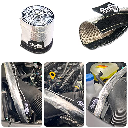 Heat Shroud Aluminized Sleeving Heat Shield Fuel line Wire Heat Sleeve 1" I.D. x 10FT with 20 Pcs 7.8Inch Stainless Steel Cable Metal Zip Ties - size: 1"I.D.x 10FT