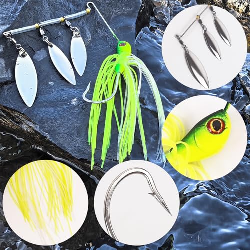 Spinner Baits for Bass Fishing | Hard Metal Jig SpinnerBaits, Fishing Jigs buzzbait for Bass Salmon Pike Trout Snakehead, 5 Pack, multicolor
