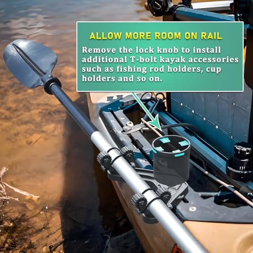 Huntury DoubleHeader Kayak Track Paddle Holder, Save Kayak Track Space, Kayak Paddle Clip, Kayak Track Mount Accessories, Kayak Oar/Fishing Net Holder for Fishing, Pack of 2 - color: Black