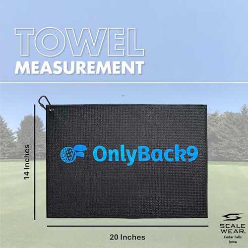 OnlyGolf Funny Microfiber Golf Towel – Large 14" x 20" Clip for Golf Bags Clubs Balls Perfect Golf Gag Gift Enthusiasts Waffle Men Premium Carabiner (Black OnlyBack9) - color: Black Onlyback9